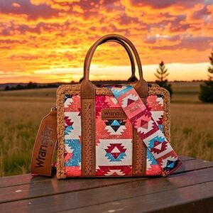 NEW Wrangler Aztec Pattern Dual Sided Print Tote Bag NWT